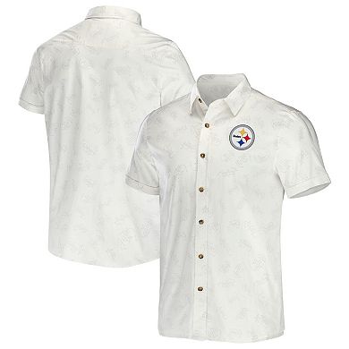 Men's NFL x Darius Rucker Collection by Fanatics White Pittsburgh Steelers Woven Button-Up T-Shirt