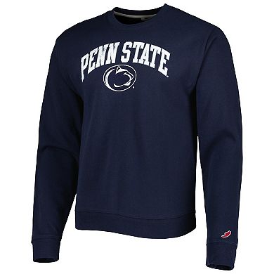 Men's League Collegiate Wear Navy Penn State Nittany Lions 1965 Arch Essential Fleece Crewneck Pullover Sweatshirt