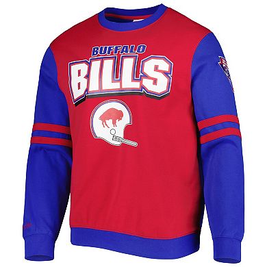 Men's Mitchell & Ness Red Buffalo Bills All Over 2.0 Pullover Sweatshirt