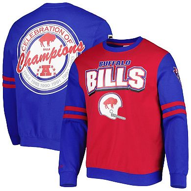 Men's Mitchell & Ness Red Buffalo Bills All Over 2.0 Pullover Sweatshirt