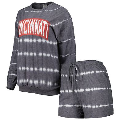 Women's Gameday Couture Gray Cincinnati Bearcats All About Stripes Tri-Blend Long Sleeve T-Shirt & Shorts Set