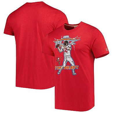 Men's Homage Tom Brady Heathered Red Tampa Bay Buccaneers NFL Blitz Player Tri-Blend T-Shirt
