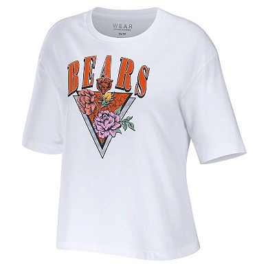 Women's WEAR by Erin Andrews White Chicago Bears Boxy Floral Cropped T-Shirt