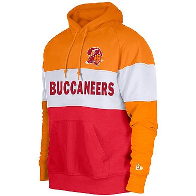 Men's New Era Red/Orange Tampa Bay Buccaneers Colorblock Throwback Pullover Hoodie