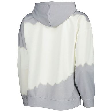 Women's Gameday Couture White/Gray Illinois Fighting Illini For the Fun Double Dip-Dyed Pullover Hoodie