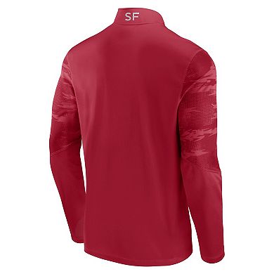 Men's Fanatics Branded Scarlet San Francisco 49ers Ringer Quarter-Zip Jacket