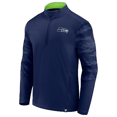 Men's Fanatics Branded College Navy Seattle Seahawks Ringer Quarter-Zip Jacket