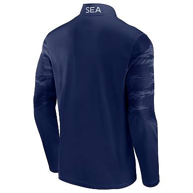 Men's Fanatics Branded College Navy Seattle Seahawks Ringer Quarter-Zip Jacket