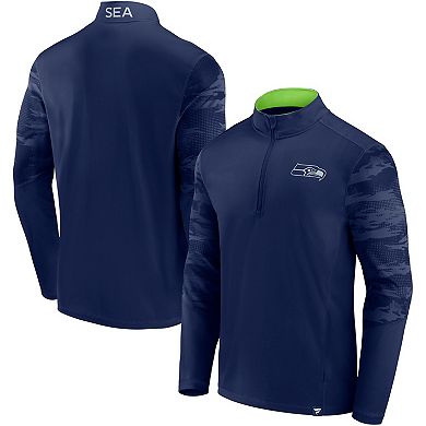 Men's Fanatics Branded College Navy Seattle Seahawks Ringer Quarter-Zip Jacket