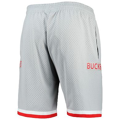 Men's Mitchell & Ness Silver Ohio State Buckeyes Authentic Shorts