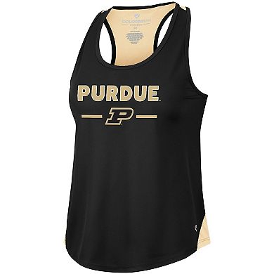 Women's Colosseum Black Purdue Boilermakers Sachs 2-Hit Scoop Neck Racerback Tank Top