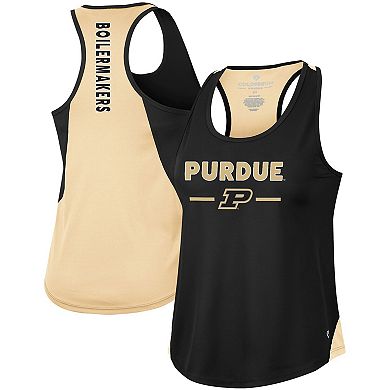 Women's Colosseum Black Purdue Boilermakers Sachs 2-Hit Scoop Neck Racerback Tank Top