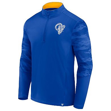 Men's Fanatics Branded Royal Los Angeles Rams Ringer Quarter-Zip Jacket