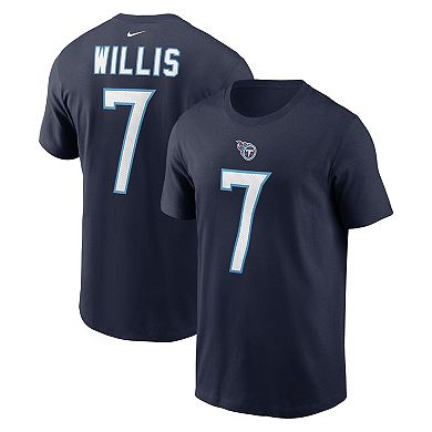 Men's Nike Malik Willis Navy Tennessee Titans Player Name & Number T-Shirt