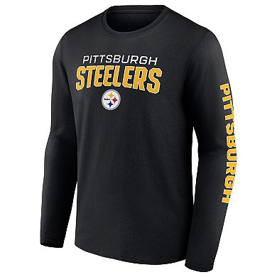 Men's Fanatics Branded Black Pittsburgh Steelers Go the Distance Long Sleeve T-Shirt