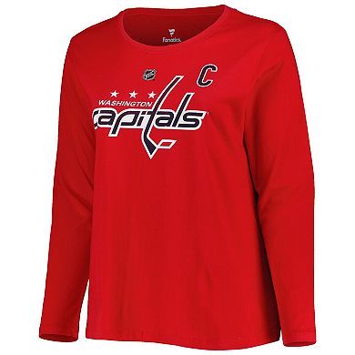 Women's Profile Alexander Ovechkin Red Washington Capitals Plus Size Name & Number Long Sleeve T-Shirt