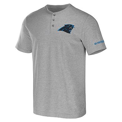 Men's NFL x Darius Rucker Collection by Fanatics Heather Gray Carolina Panthers Henley T-Shirt