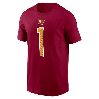 Men's Nike Jahan Dotson Burgundy Washington Commanders 2022 NFL Draft First Round Pick Player Name & Number T-Shirt