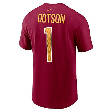 Men's Nike Jahan Dotson Burgundy Washington Commanders 2022 NFL Draft First Round Pick Player Name & Number T-Shirt