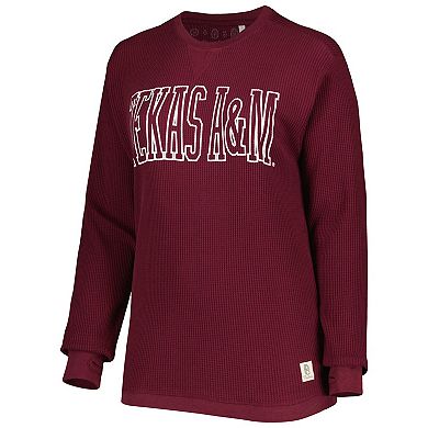 Women's Pressbox Maroon Texas A&M Aggies Surf Plus Size Southlawn Waffle-Knit Thermal Tri-Blend Long Sleeve T-Shirt