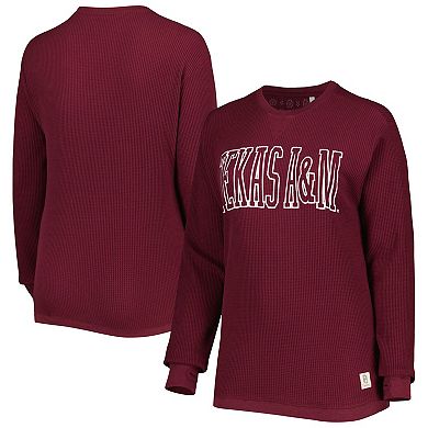 Women's Pressbox Maroon Texas A&M Aggies Surf Plus Size Southlawn Waffle-Knit Thermal Tri-Blend Long Sleeve T-Shirt