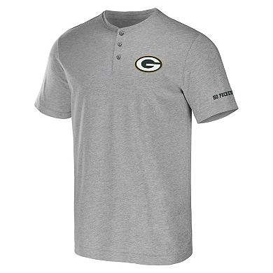 Men's NFL x Darius Rucker Collection by Fanatics Heather Gray Green Bay Packers Henley T-Shirt