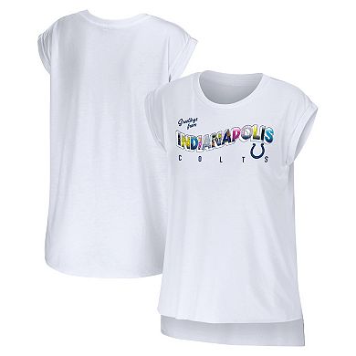Women's WEAR by Erin Andrews White Indianapolis Colts Greetings From Muscle T-Shirt