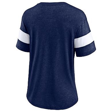 Women's Fanatics Branded Heathered Navy Chicago Bears Give It All Half-Sleeve V-Neck T-Shirt