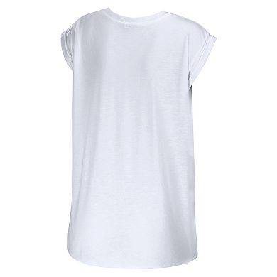 Women's WEAR by Erin Andrews White Atlanta Falcons Greetings From Muscle T-Shirt