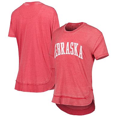 Women's Pressbox Scarlet Nebraska Huskers Arch Poncho T-Shirt