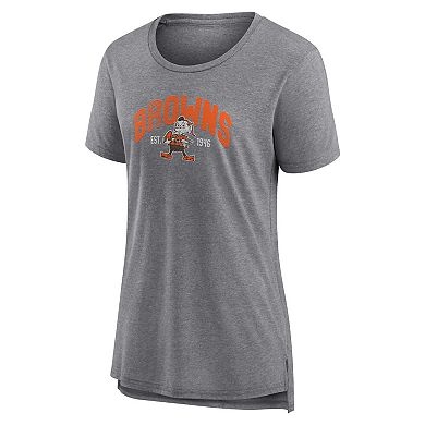 Women's Fanatics Branded Heathered Gray Cleveland Browns Drop Back Modern T-Shirt