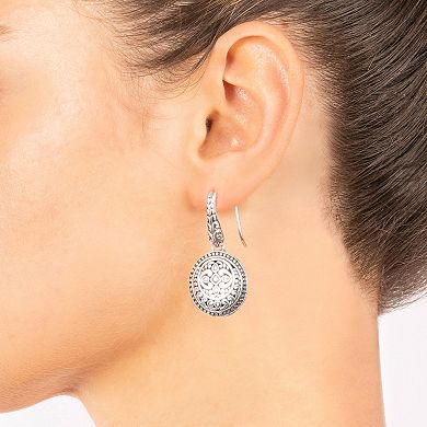 Athra NJ Inc Sterling Silver Oxidized Round Filigree Drop Earrings