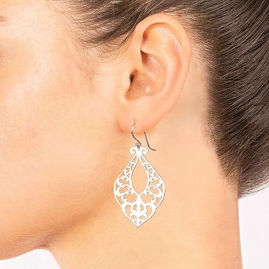 Athra NJ Inc Sterling Silver Abstract Filigree Drop Earrings