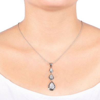 Athra NJ Inc Sterling Silver Mother-of-Pearl Triple Teardrop Necklace