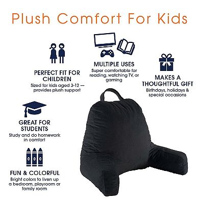 Cheer Collection Kids Size Reading and Gaming Pillow with Armrest - Plush Fiber Filled Backrest Pillow