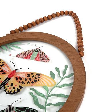 New View Gifts & Accessories 2-pack Round Coastal Butterfly Wall Art Set With Beaded Hanger