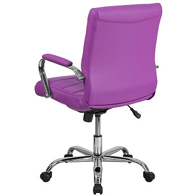 Emma and Oliver Mid-Back Green Vinyl Executive Swivel Office Chair with Chrome Base and Arms