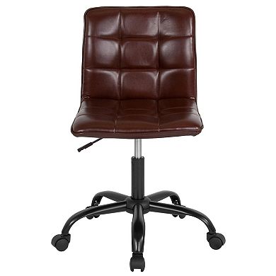 Emma and Oliver Home Office Armless Tufted Back/Seat Task Office Chair-Gray LeatherSoft