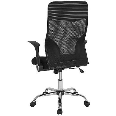 Emma and Oliver High Back Black/White Ergonomic Office Chair with Contemporary Mesh Design