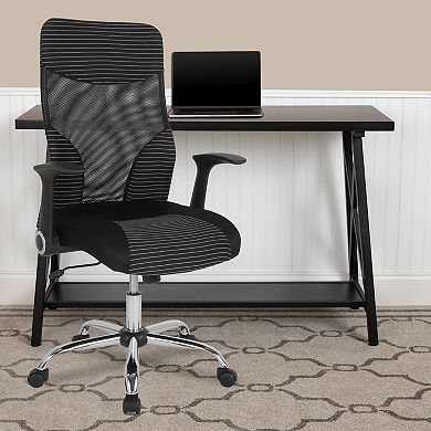 Emma and Oliver High Back Black/White Ergonomic Office Chair with Contemporary Mesh Design