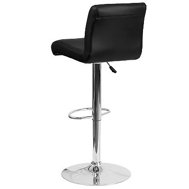 Emma and Oliver Black Vinyl Adjustable Height Barstool with Rolled Seat