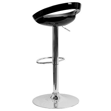 Emma and Oliver Yellow Plastic Adjustable Height Barstool with Chrome Base