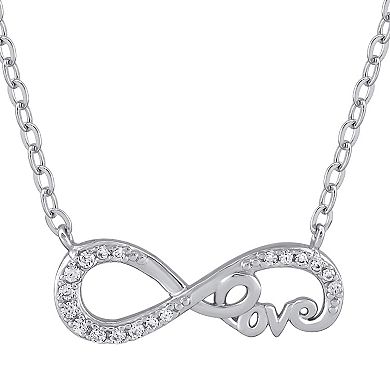 OLIVIA AND HARPER Sterling Silver Cubic Zirconia Infinity "Love" Necklace
