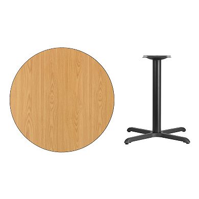 Emma and Oliver 36" Round Walnut Laminate Table Top with 30"x30" Table Height Base