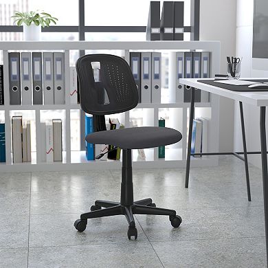 Emma and Oliver Mid-Back Black Mesh Swivel Task Office Chair with Pivot Back, BIFMA Certified