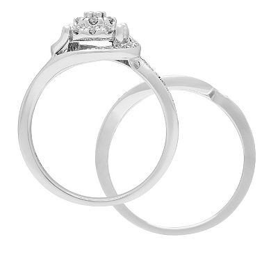 Love Always Sterling Silver 1/3 Carat T.W. Diamond Swirl Engagement Ring Set