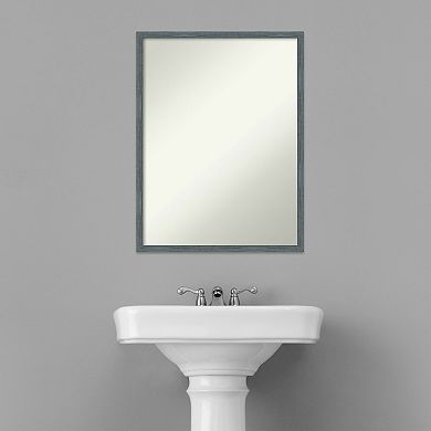 Amanti Art Non-Beveled Wood Bathroom Wall Mirror Dixie Blue Grey Rustic Narrow Frame