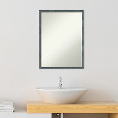 Amanti Art Non-Beveled Wood Bathroom Wall Mirror Dixie Blue Grey Rustic Narrow Frame