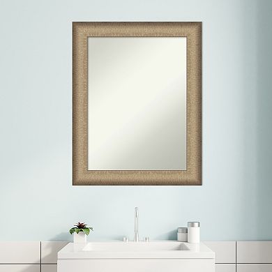 Amanti Art Brushed Pewter Finish Bathroom Wall Mirror