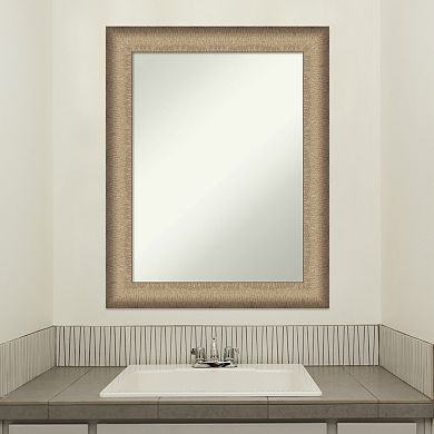 Amanti Art Brushed Pewter Finish Bathroom Wall Mirror